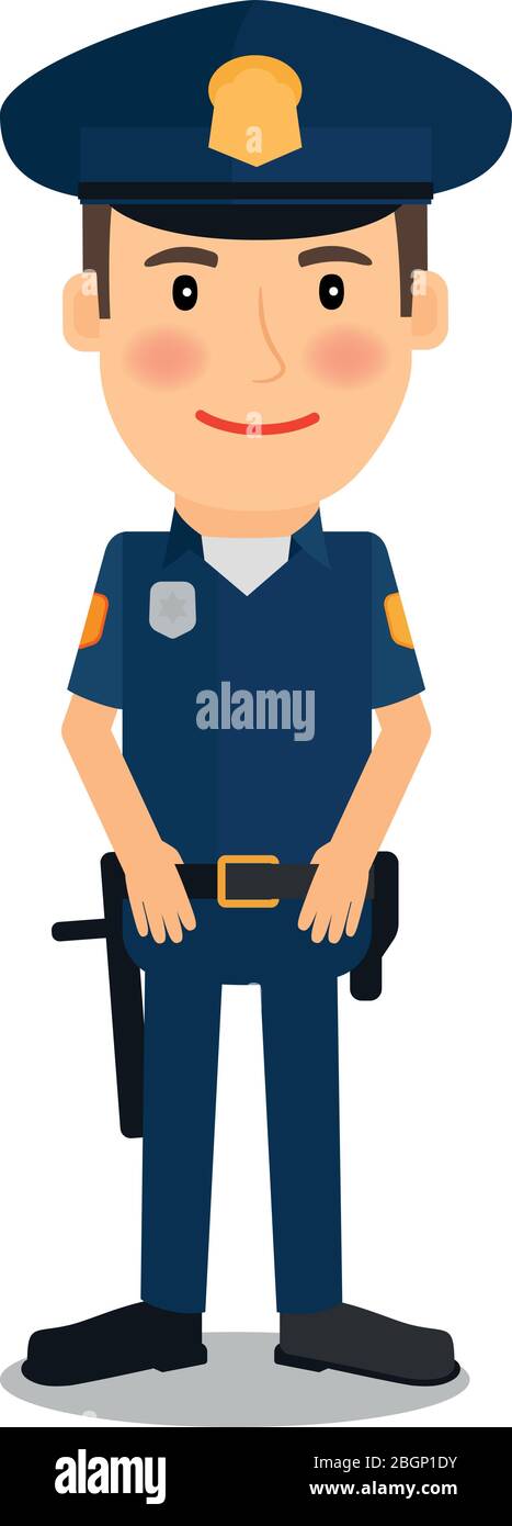 Policeman and police officer character on white background. Vector illustration Stock Vector