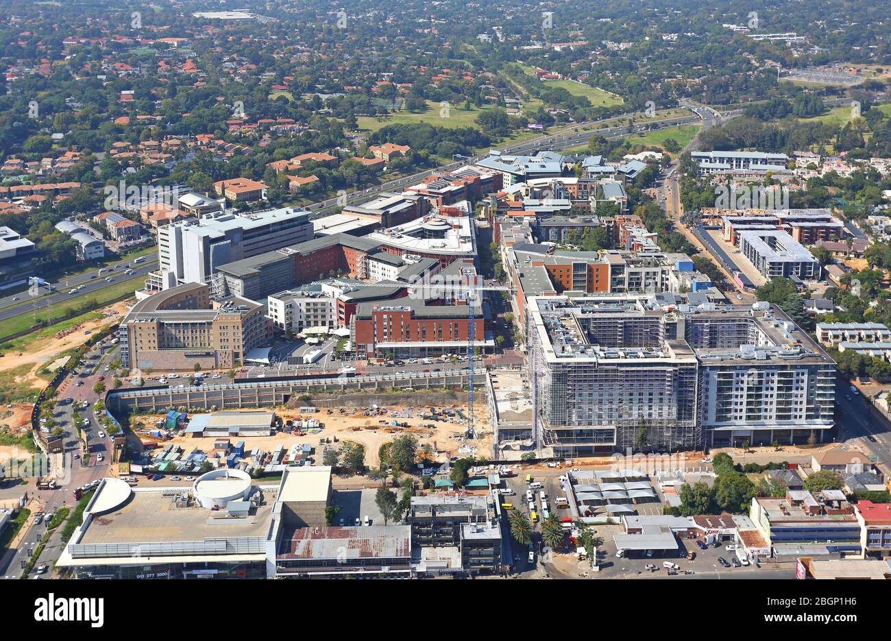 Aerial photo of Melrose Arch Stock Photo
