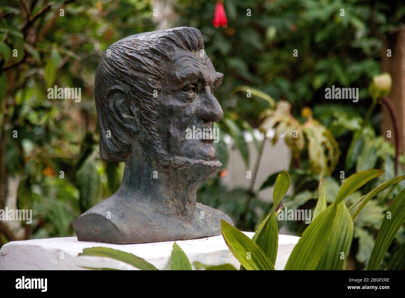 Leopoldo Richter (1896-1984), famous German artist and entomologist, bust sculpture at his home garden in Bogota, Colombia, South American. Stock Photo