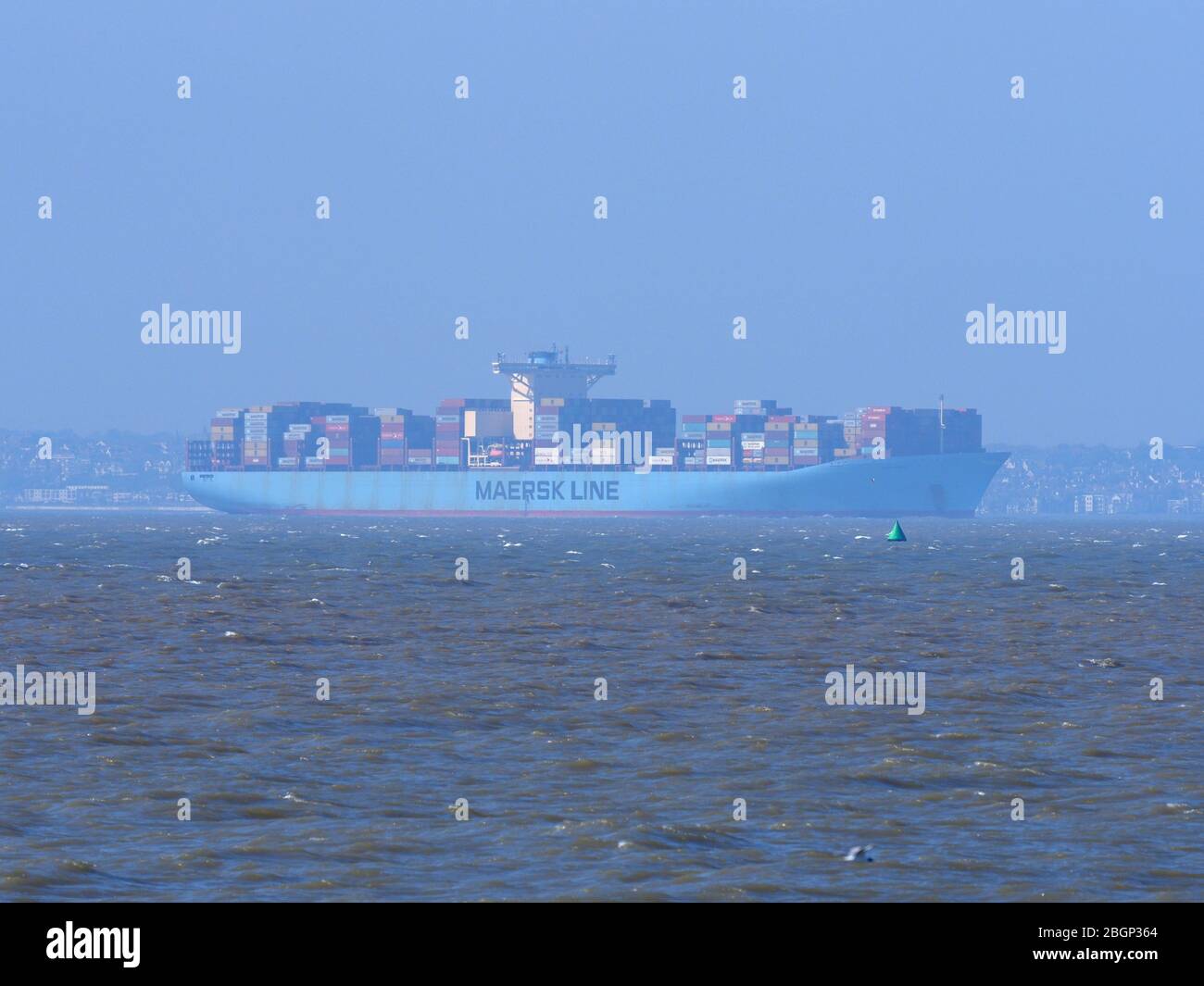 Sheerness, Kent, UK. 22nd Apr, 2020. Huge containership Emma Maersk (the largest containership in the world when launched in 2006) departs the Thames today. The Port of London reported yesterday that last week (13 April to 19 April), there wre 287 ship movements, 173 of which were piloted, adding 'the number of ship movements has fallen from the pre-coronavirus levels as supply chains progressively focus on essentials of food, medicine and electronic goods needed to help people work and stay in touch'. Credit: James Bell/Alamy Live News Stock Photo