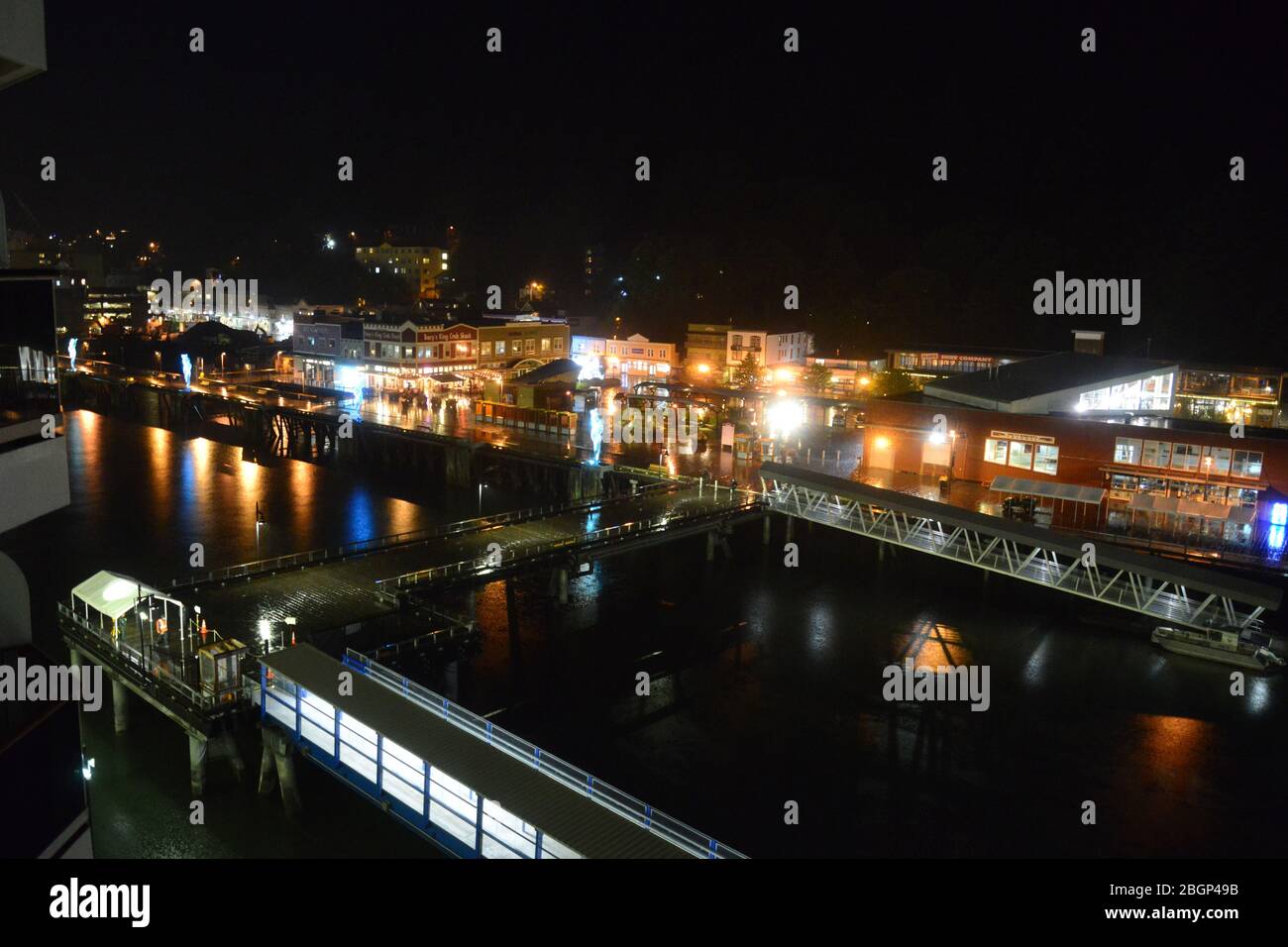 A shot from onboard the ship of Juneau at night, Alaska, USA Stock ...