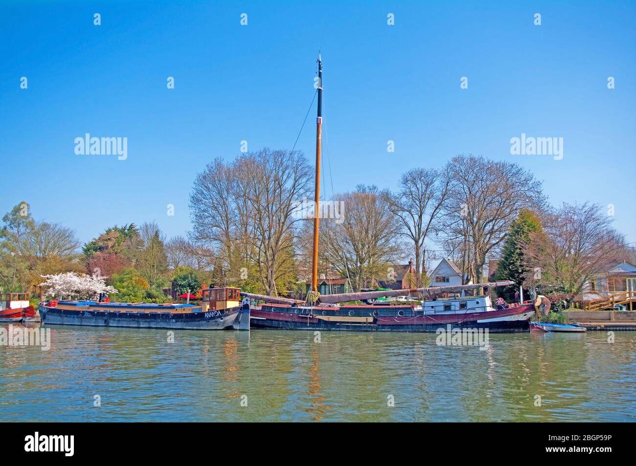 Egham, Runnymede, Surrey, River Thames, Sailing Barge Stock Photo