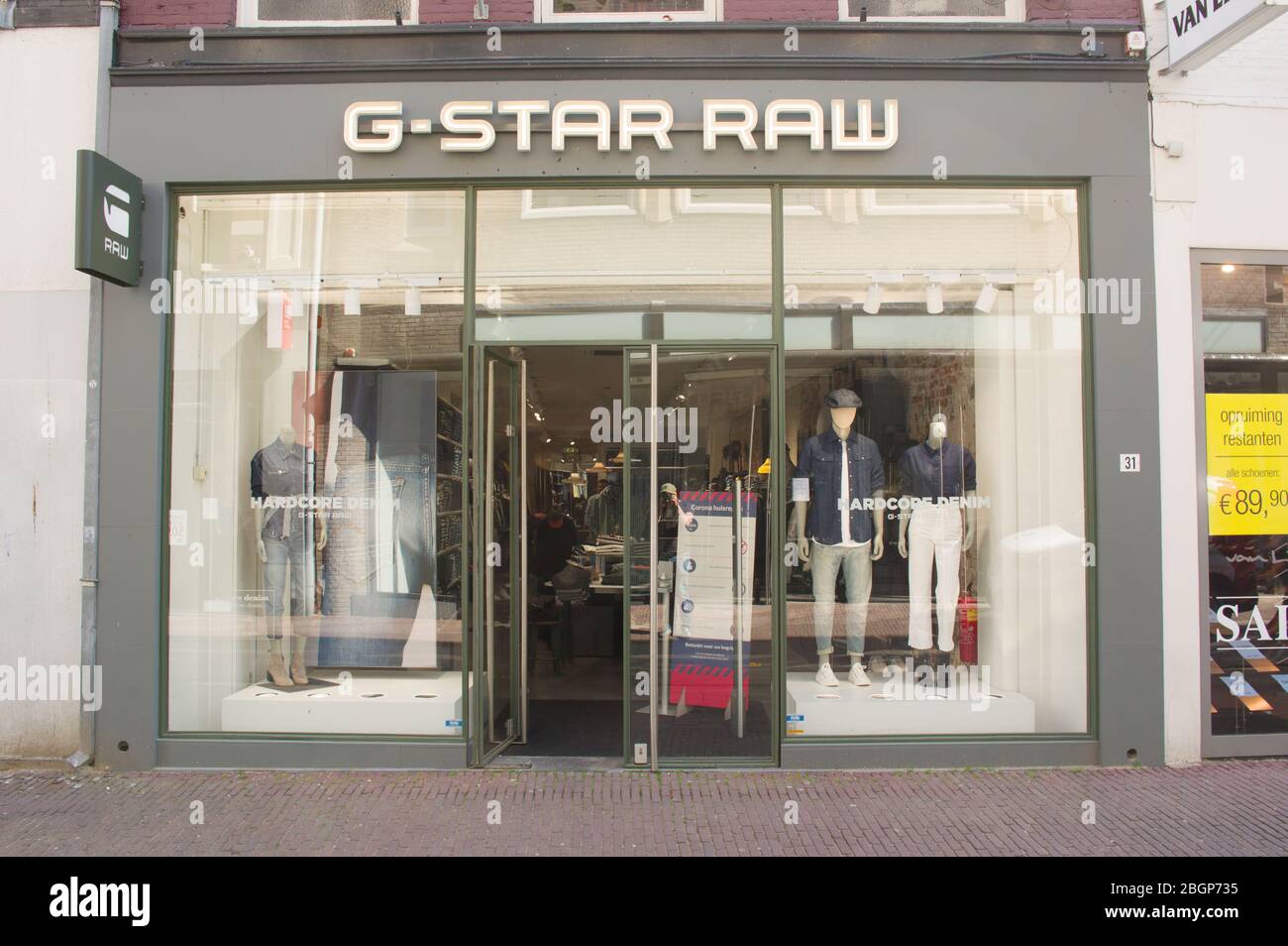 Arnhem, Netherlands - April 17, 2020: Entrance of a G-Star RAW store.  G-Star RAW is a Dutch designer clothing company Stock Photo - Alamy