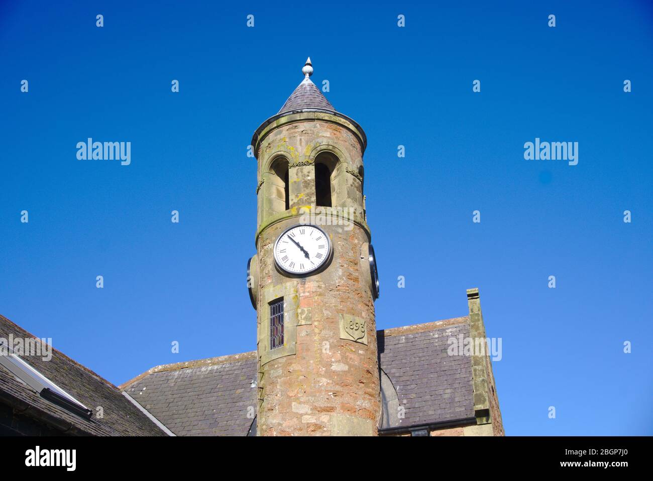 Clock tower in Gordon, Berwickshire, Scottish Borders, UK Stock Photo