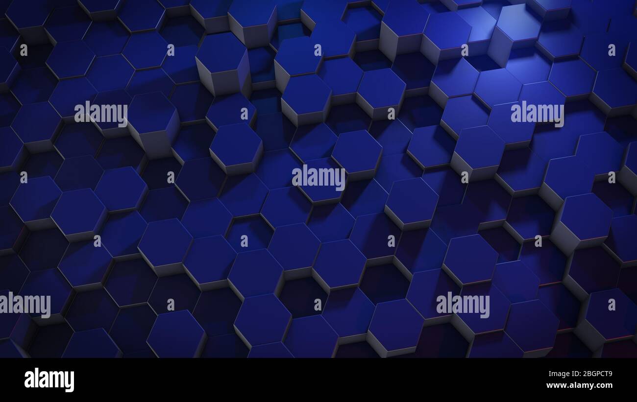 3D rendering of abstract hexagonal geometric surfaces in virtual space ...