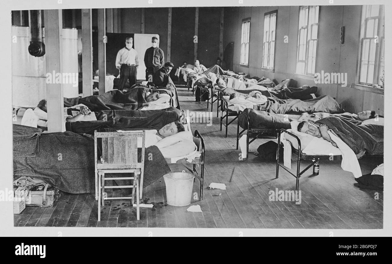 Spanish flu cases being treated at the barracks hospital on the campus
