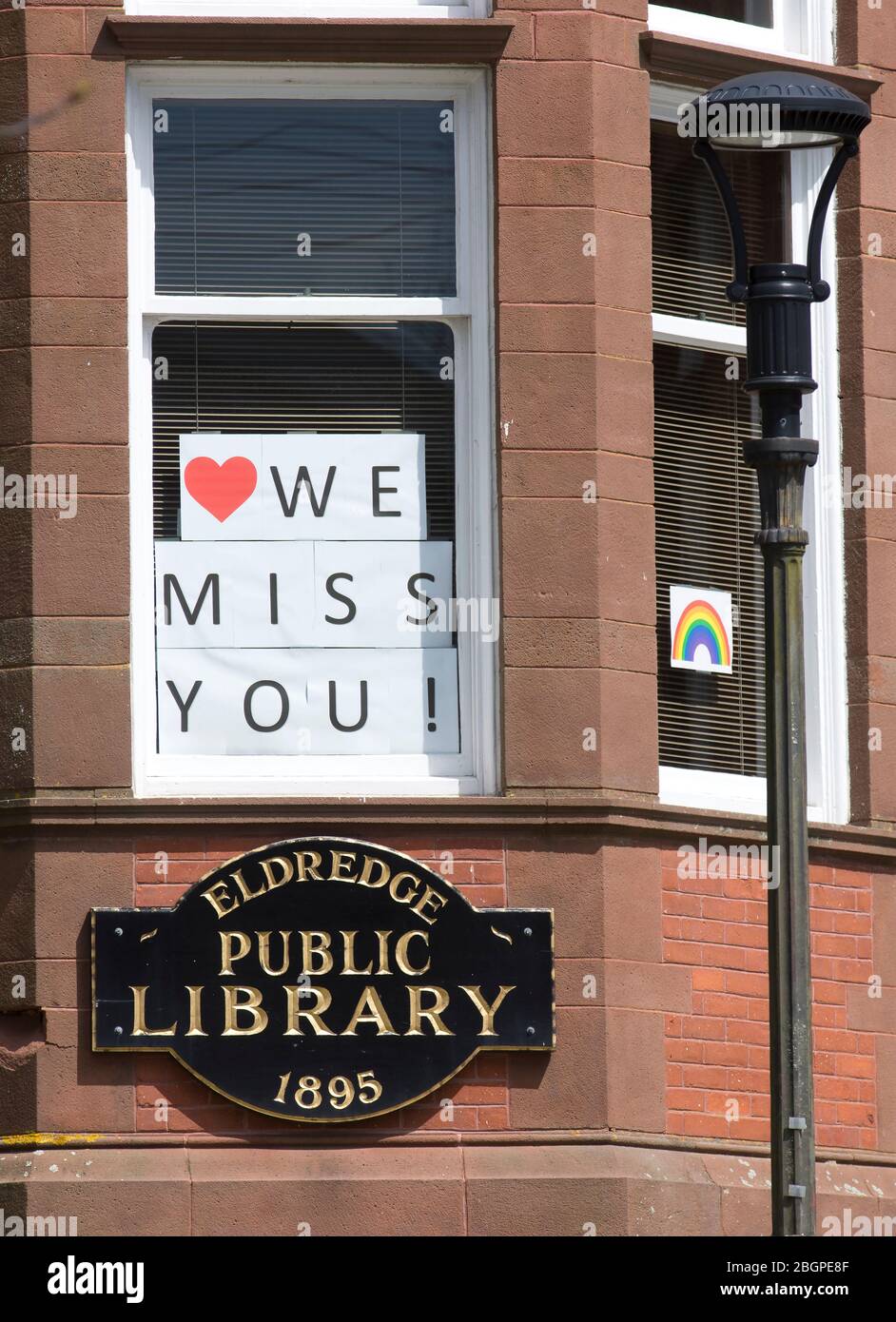 A closed library due to the covid 19 shutdown on Cape Cod. Stock Photo