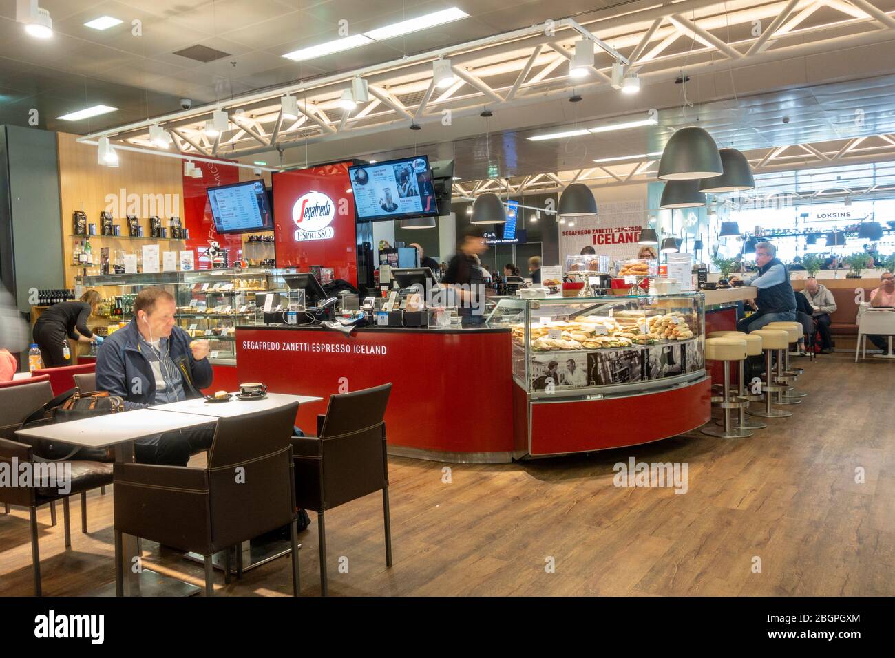 The Segafredo coffee shop in Keflavík International Airport, Reykjavik, Iceland. Stock Photo