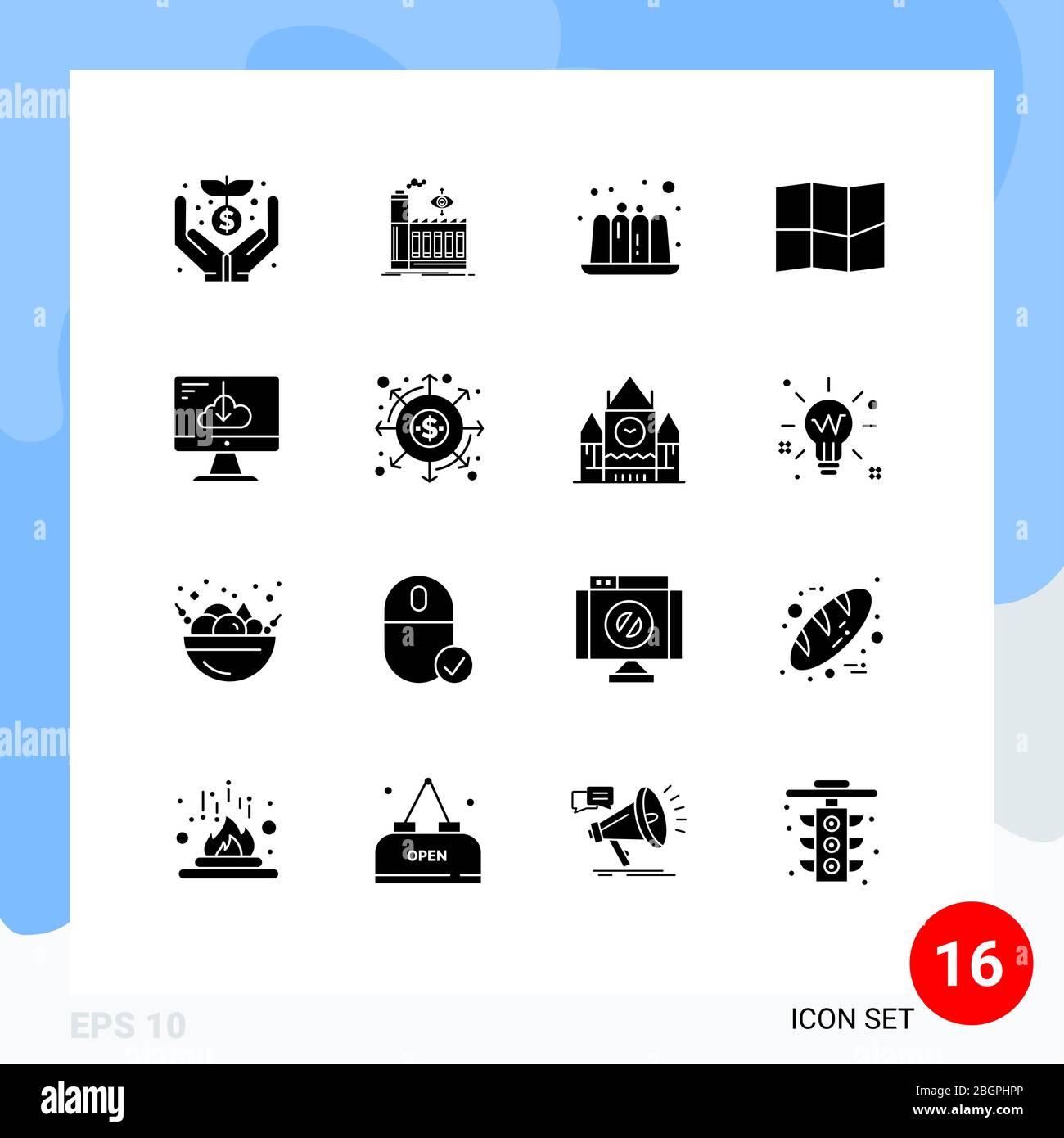 Stock Vector Icon Pack Of 16 Line Signs And Symbols For.