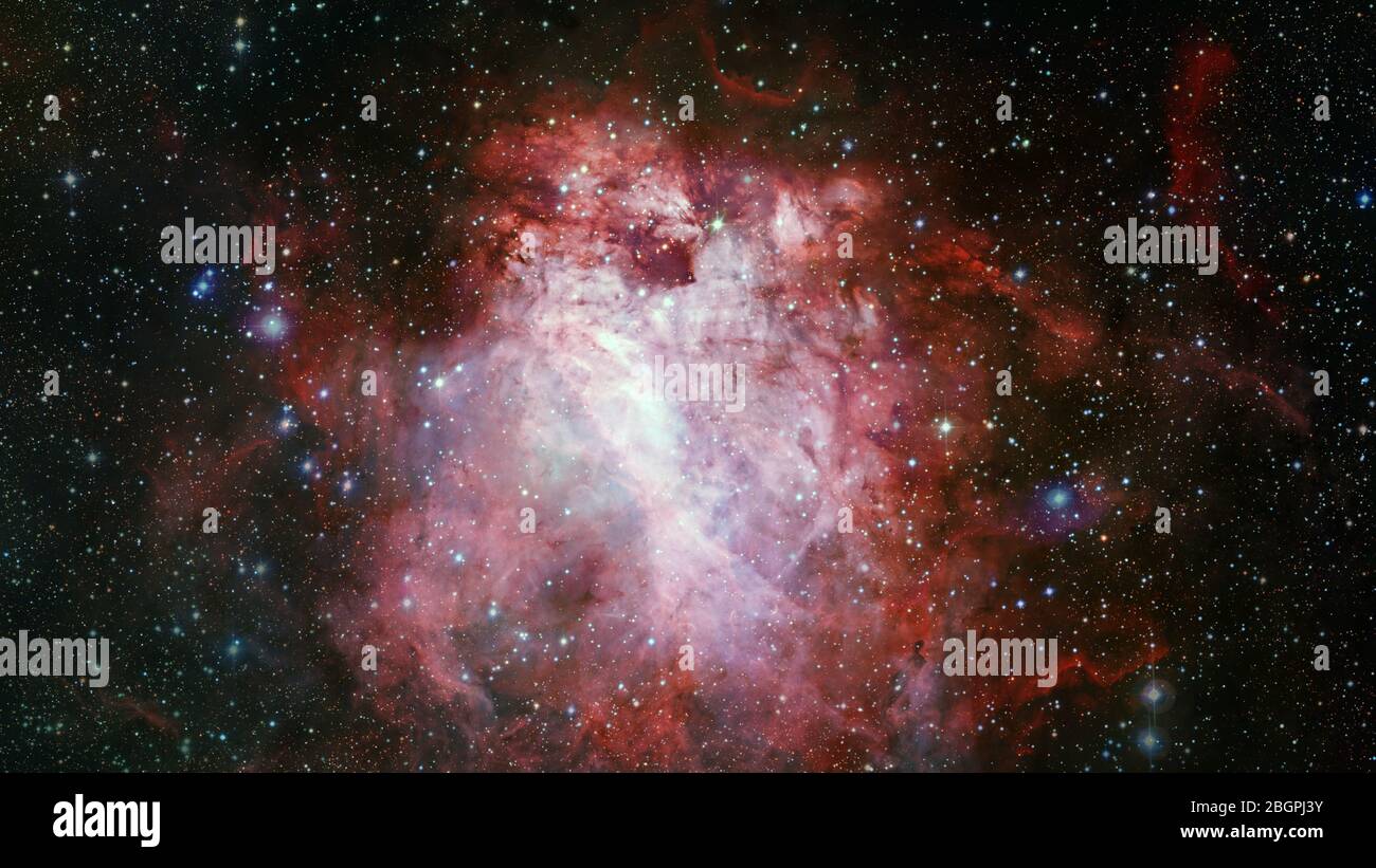 Colored nebula and open cluster of stars in the universe. Elements of this image furnished by NASA Stock Photo