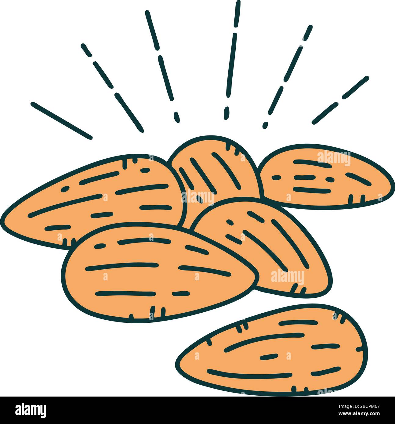 illustration of a traditional tattoo style almonds Stock Vector Image
