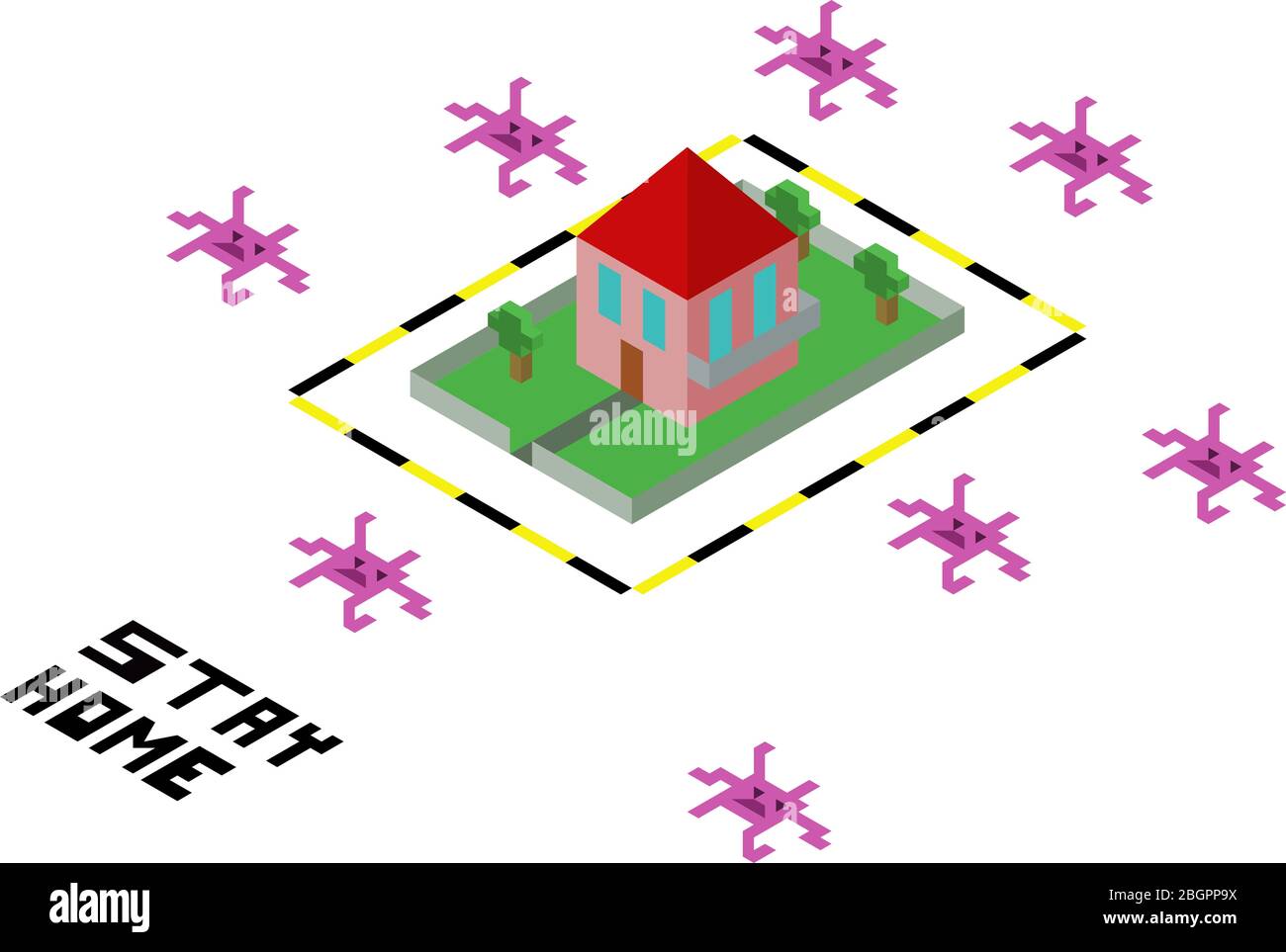 Stay safe at home. Isometric art Stock Photo Alamy