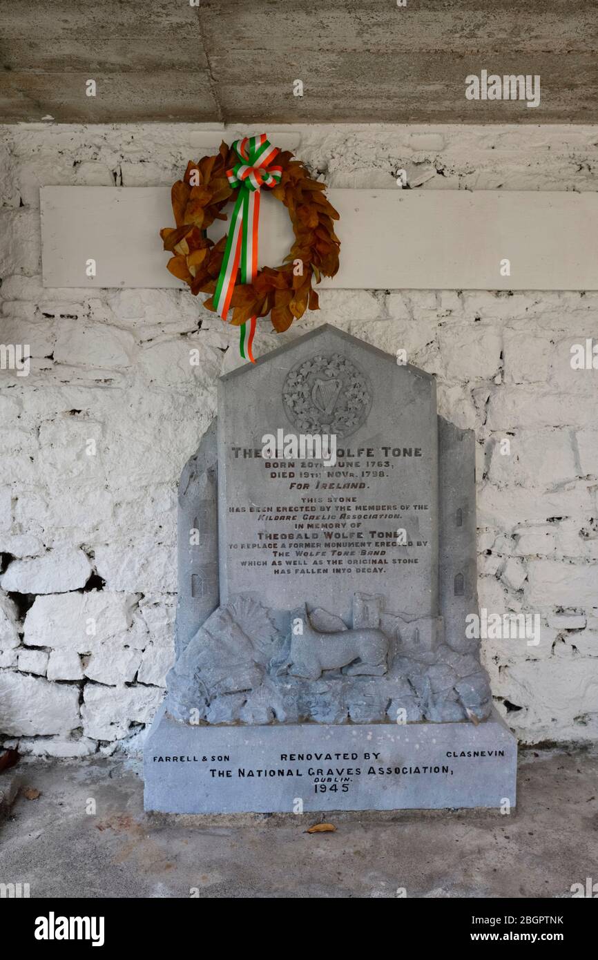 Ireland, County Kildare, Bodenstown, Burial site of Wolfe Tone one of the  founders of the United Irishmen, a  revolutionary republican organisation that carried out the 1798 Rebellion against British rule in Ireland. Stock Photo
