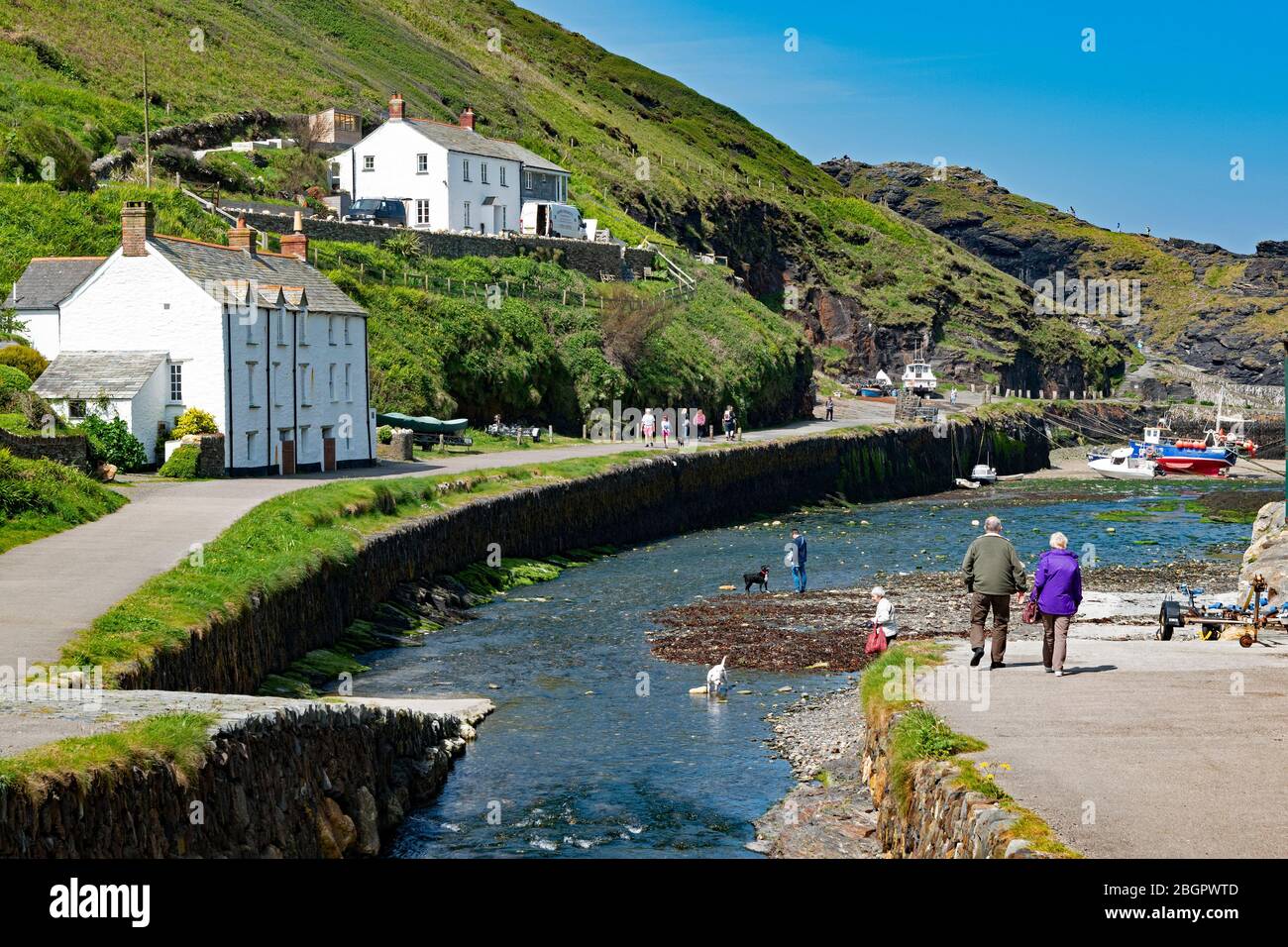 the historic harbour at boscastle in cornwall, england Stock Photo