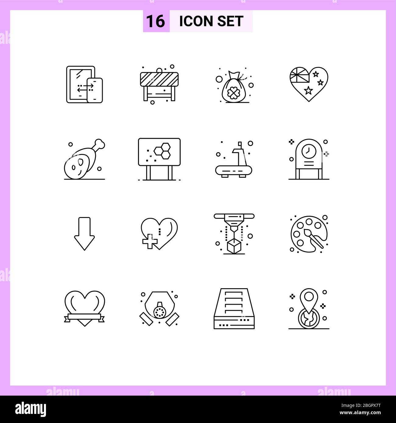 Universal Icon Symbols Group of 16 Modern Outlines of gammon, nation, bag, flag, australia Editable Vector Design Elements Stock Vector