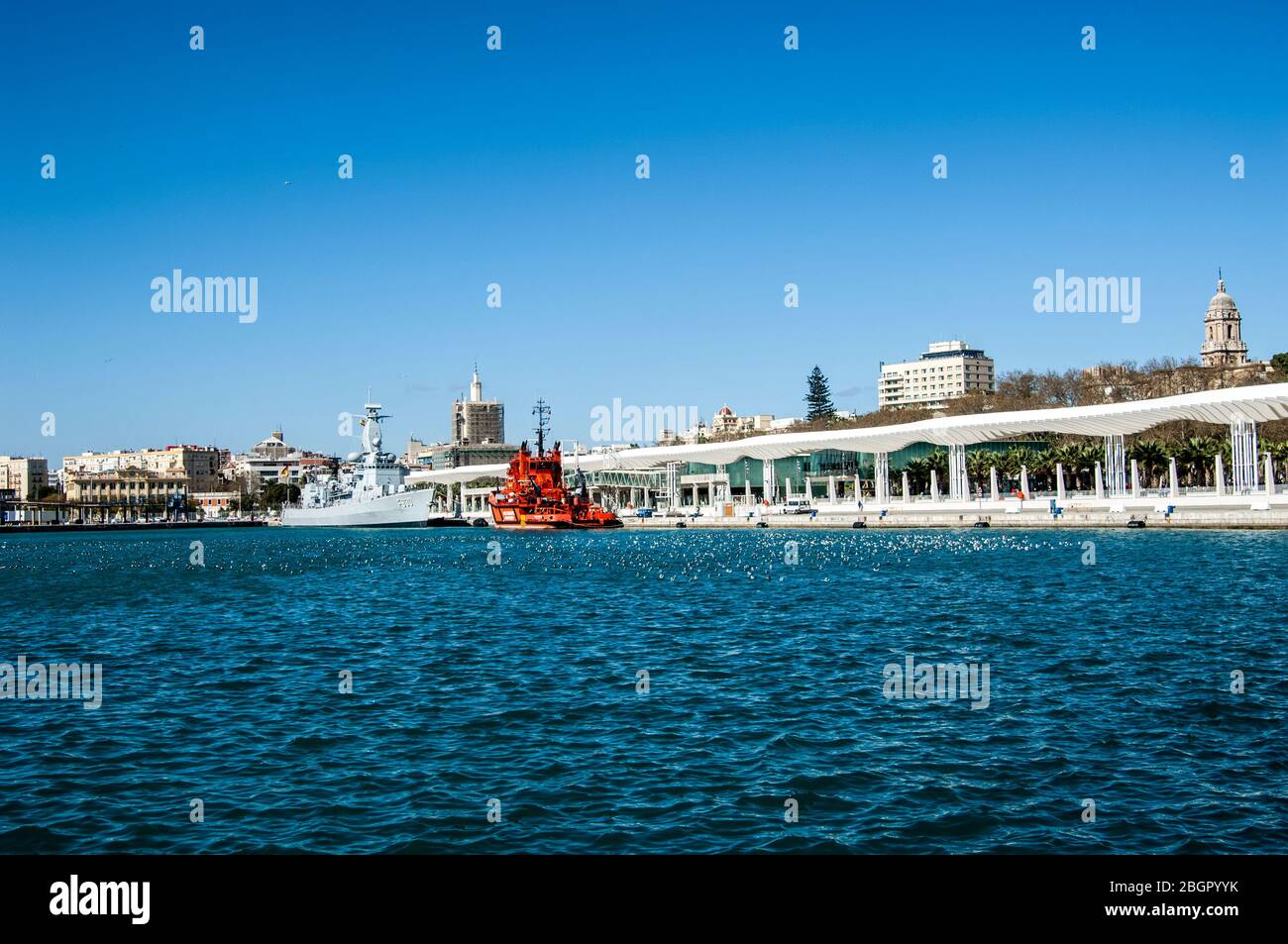 Port of Malaga during the summer Stock Photo