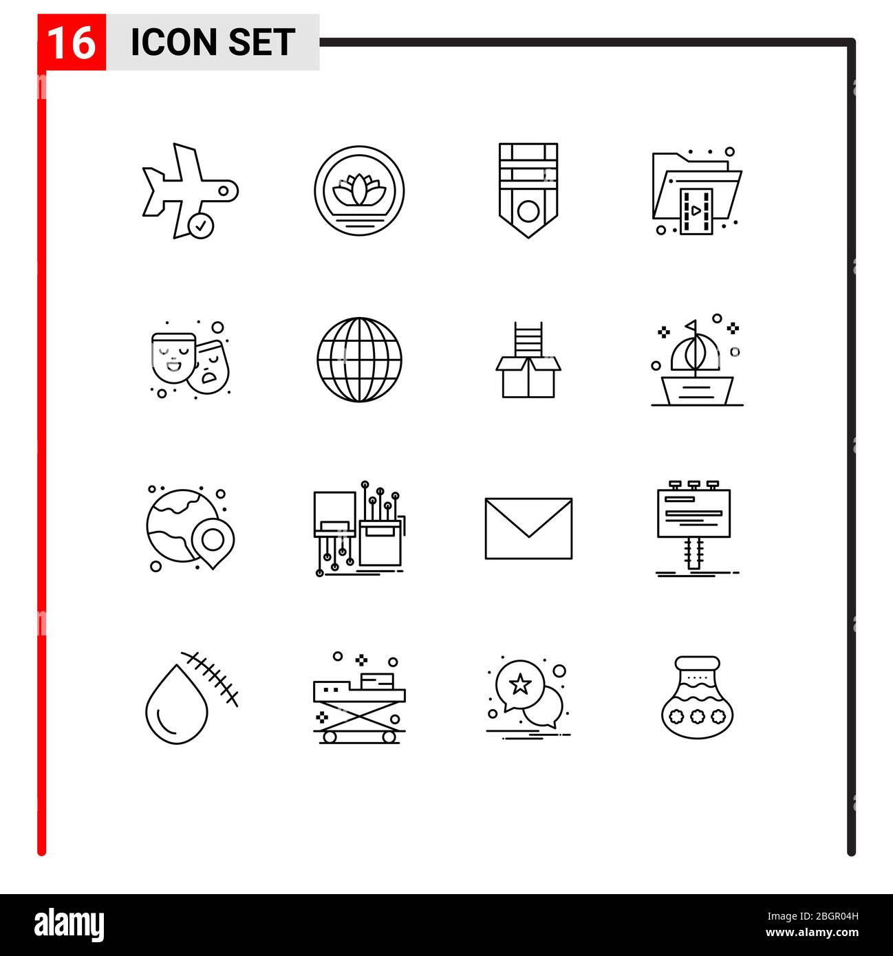 Outline Pack of 16 Universal Symbols of video, folder, coins, file, stripe Editable Vector Design Elements Stock Vector