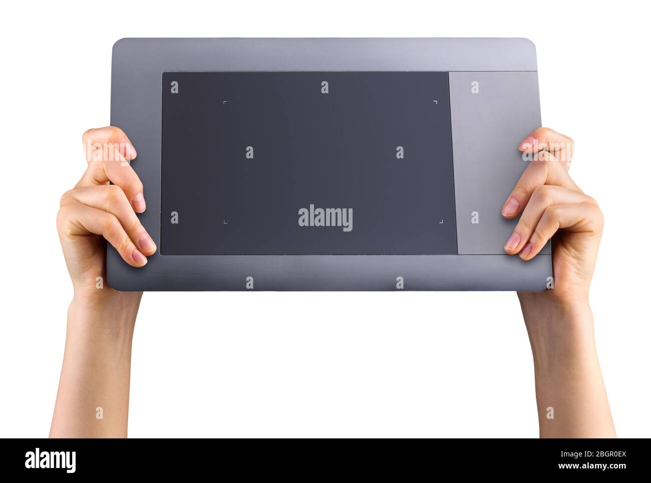 Hand holding graphic tablet for illustrators, designers and