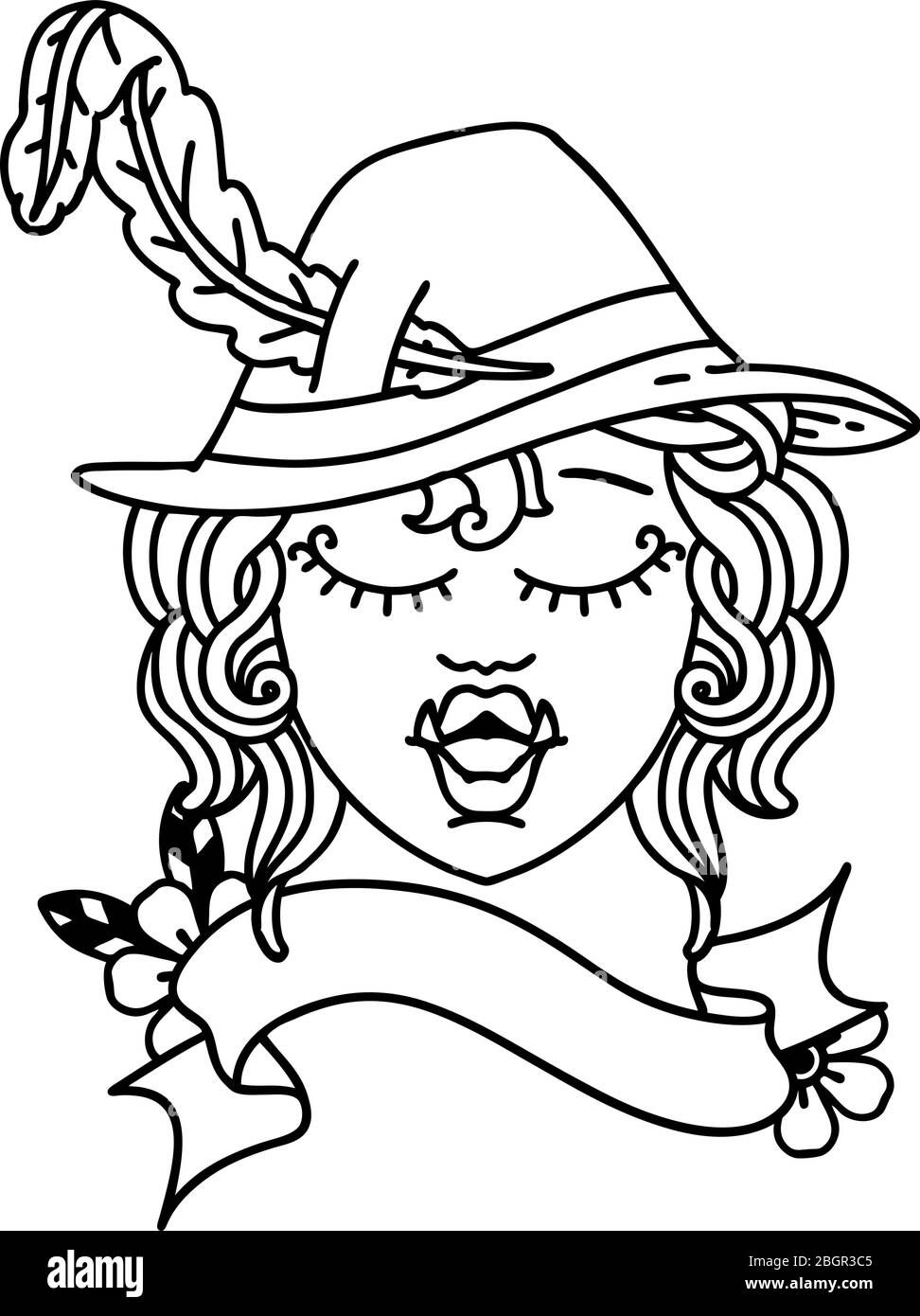 Black and White Tattoo linework Style orc bard character Stock Vector ...