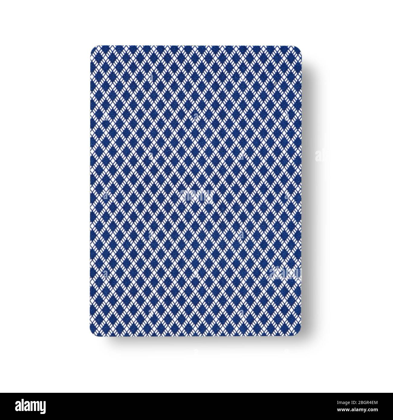 Back of single playing card on white with shadow and clipping path to