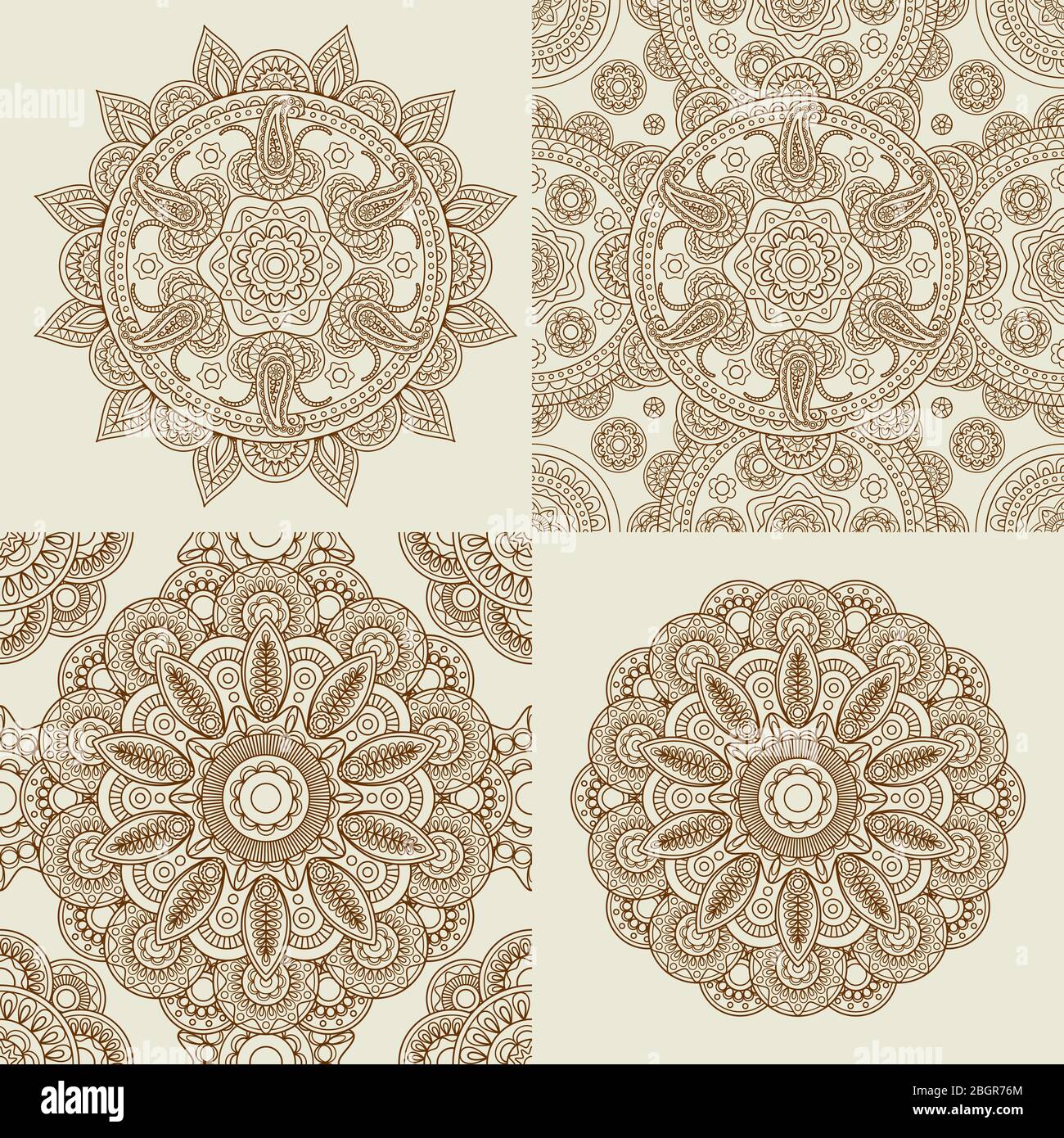 Round Ornament Patterns. Mandala and mandala pattern vector set Stock ...