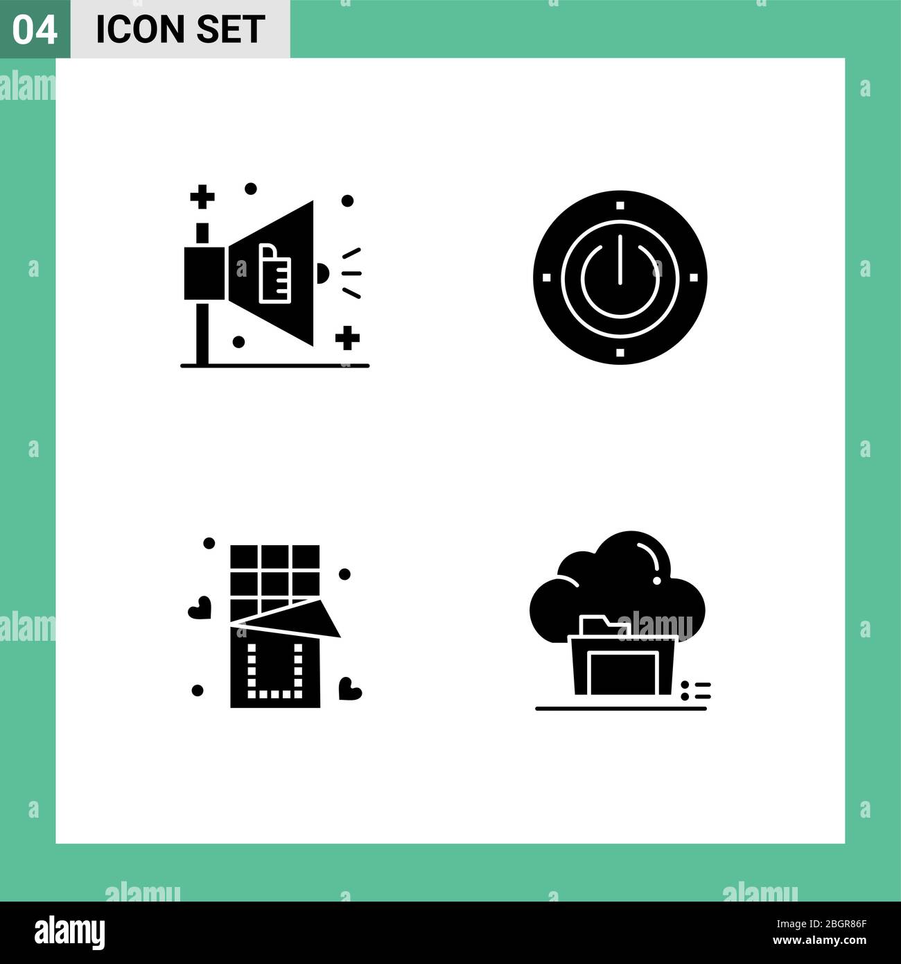 Universal Solid Glyph Signs Symbols of ad, food, electricity, computing, folder Editable Vector Design Elements Stock Vector