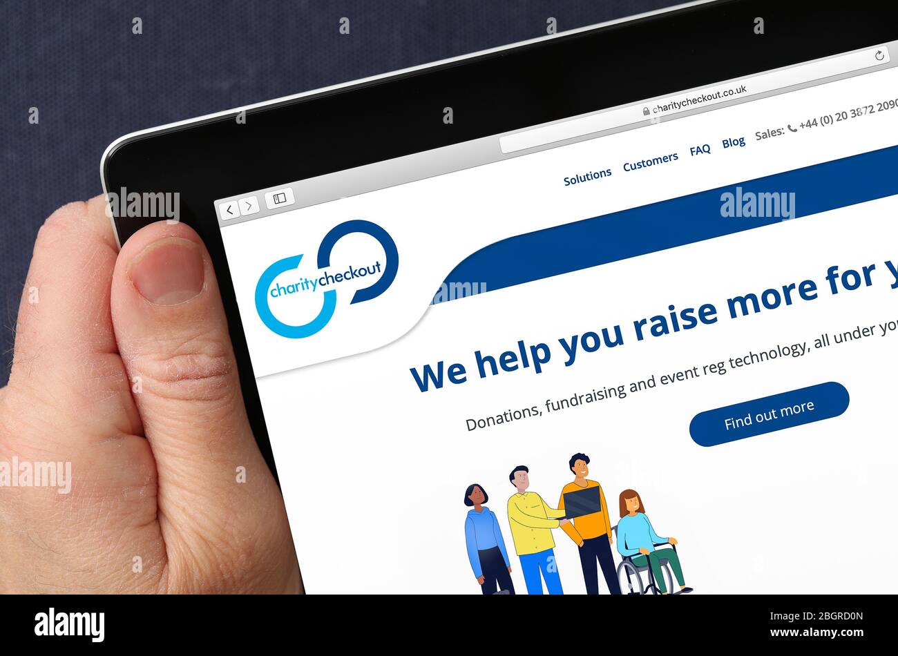 Charity Checkout fundraising website viewed on an iPad Stock Photo