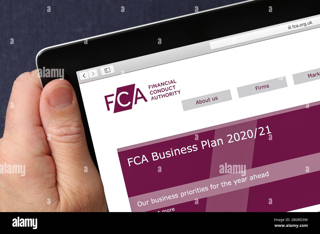 FCA Financial Conduct Authority website viewed on an iPad Stock Photo