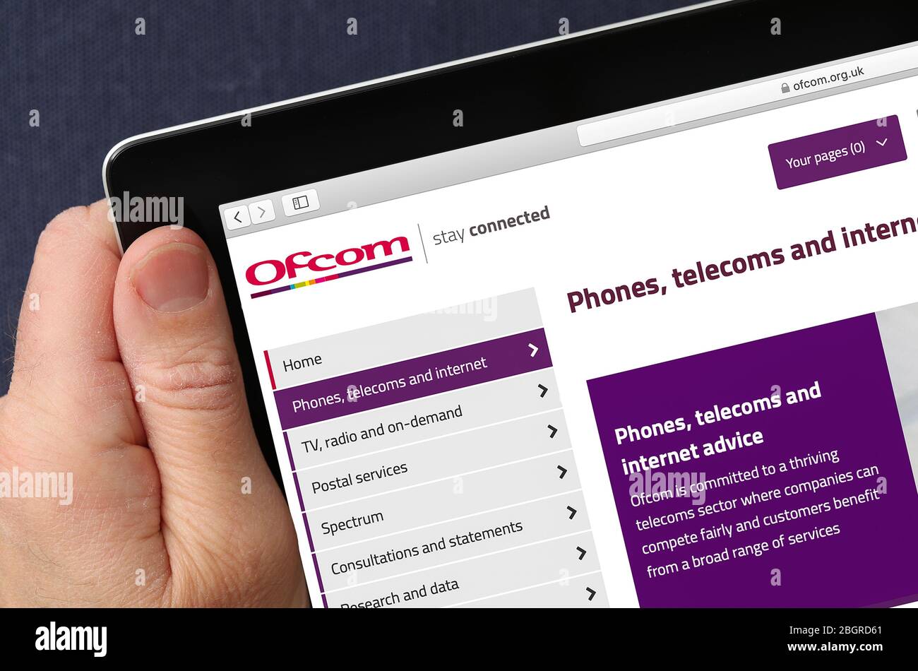 Ofcom website viewed on an iPad Stock Photo