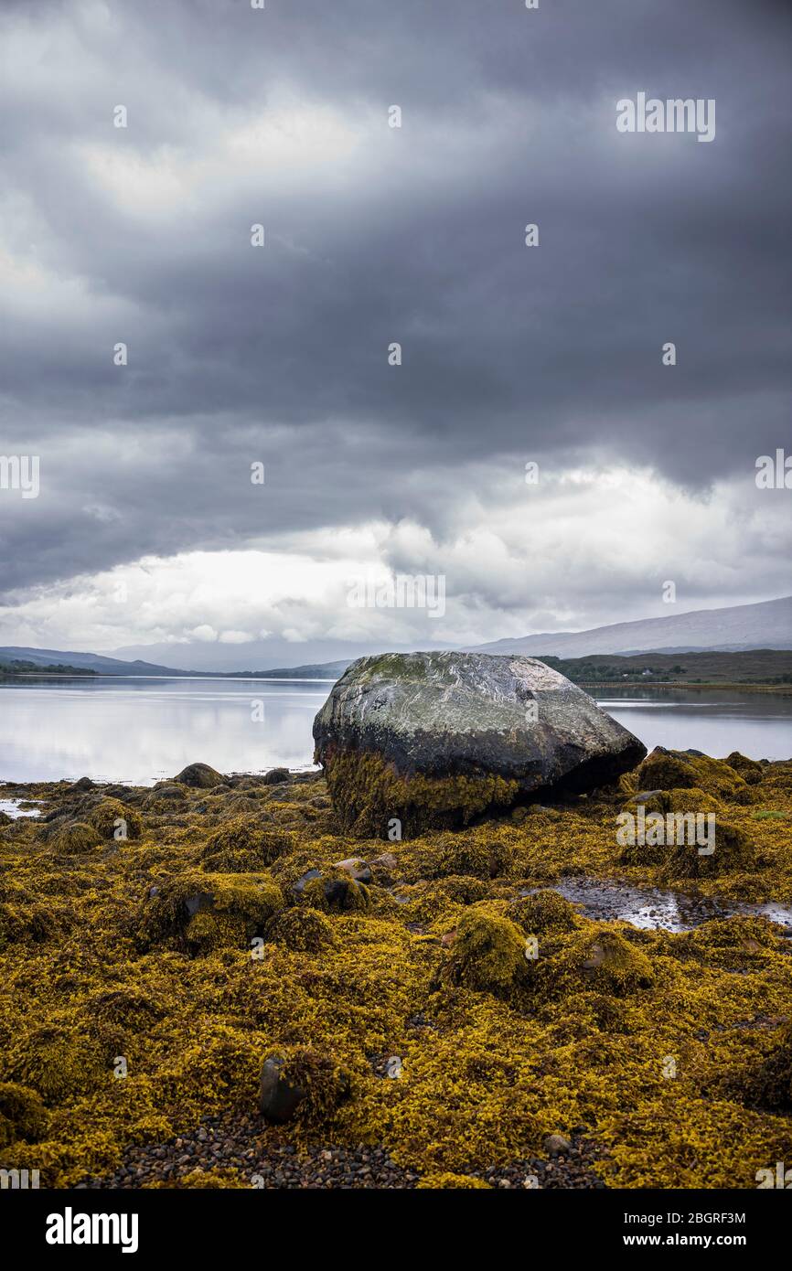 Peaceful scene at Loch Eil, a sea loch in Lochaber, Scotland that opens into Loch Linnhe near Fort William, Scottish Highlands Stock Photo