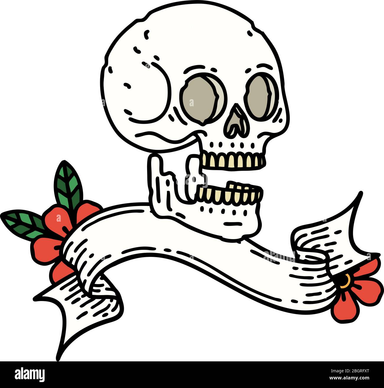 traditional tattoo with banner of a skull Stock Vector Image & Art - Alamy