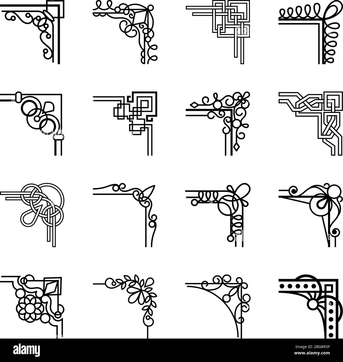 Vector calligraphic corners for vintage calligraphic frames Stock ...