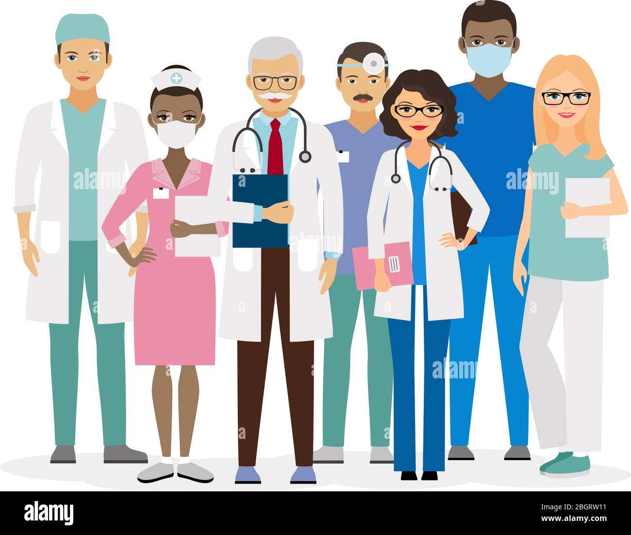 Medical team. Group of hospital workers vector illustration Stock