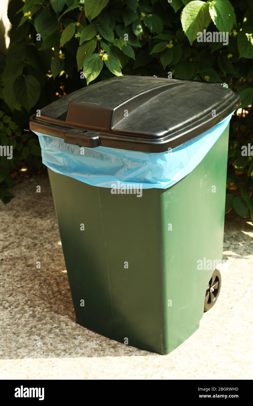 Recycling bin outdoors Stock Photo Alamy