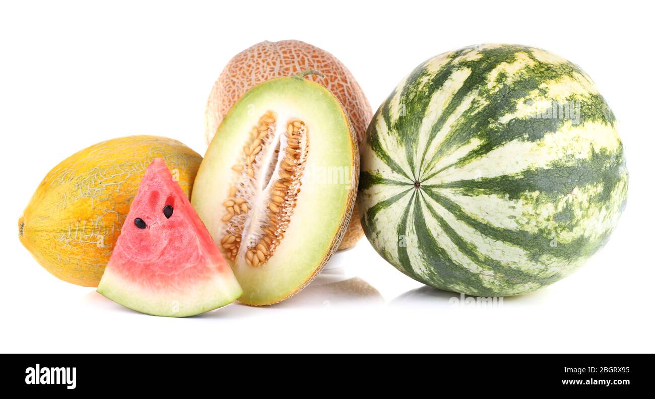 Melons and watermelon isolated on white Stock Photo Alamy