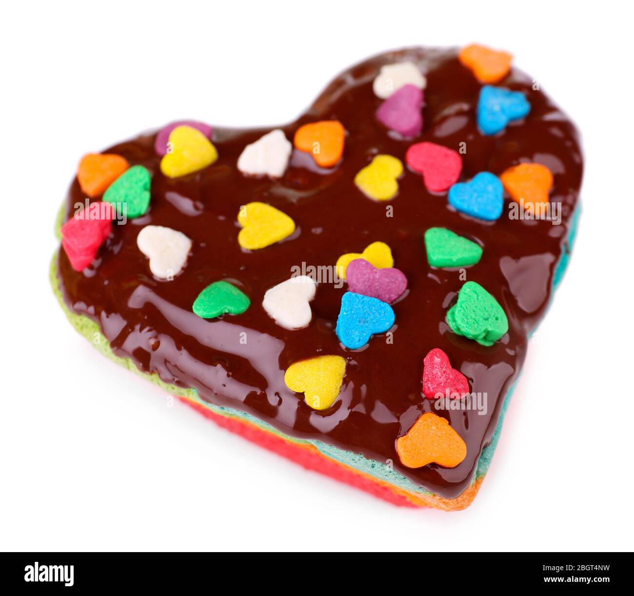 Delicious rainbow mini cake isolated on white Stock Photo