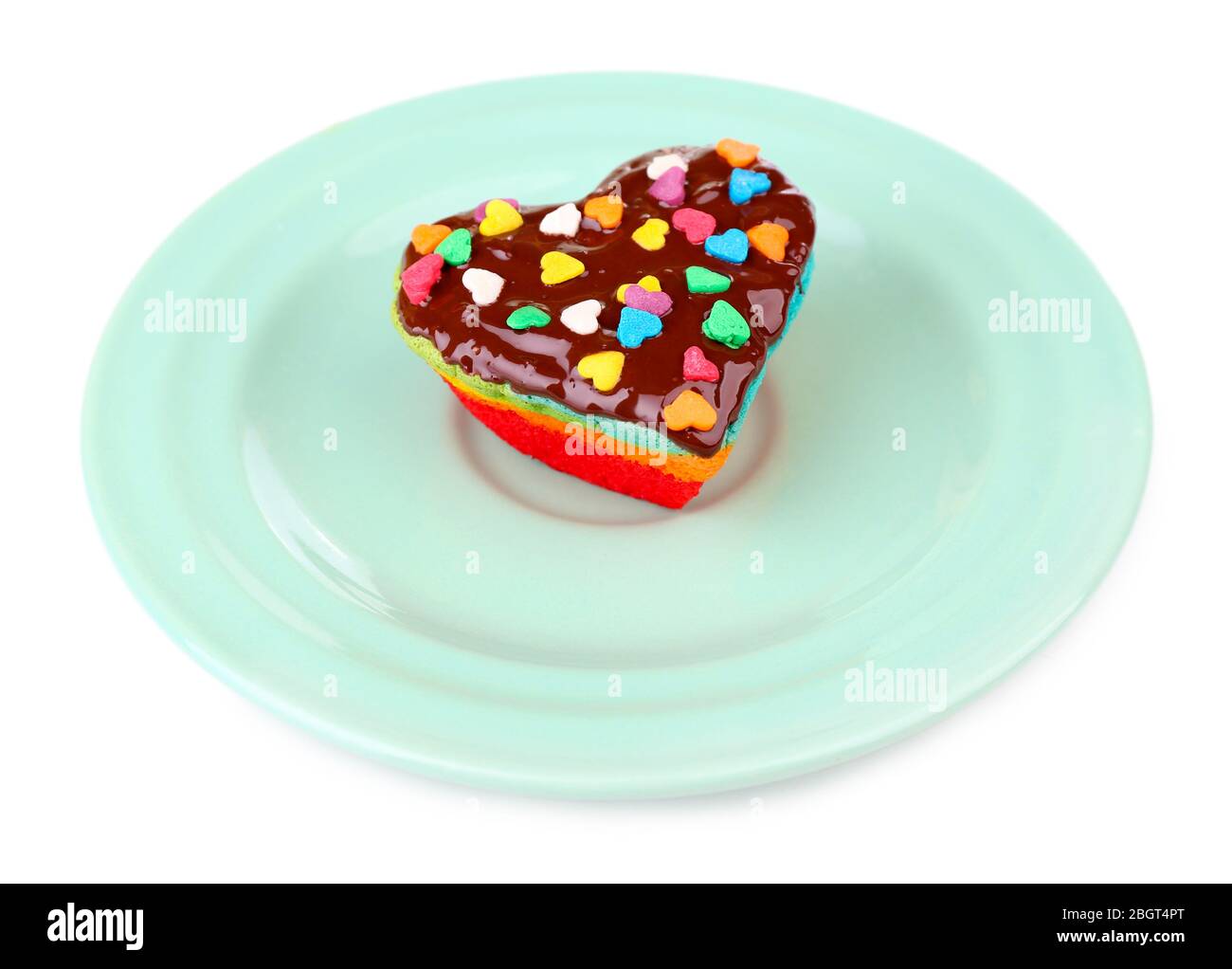 Delicious rainbow mini cake isolated on white Stock Photo