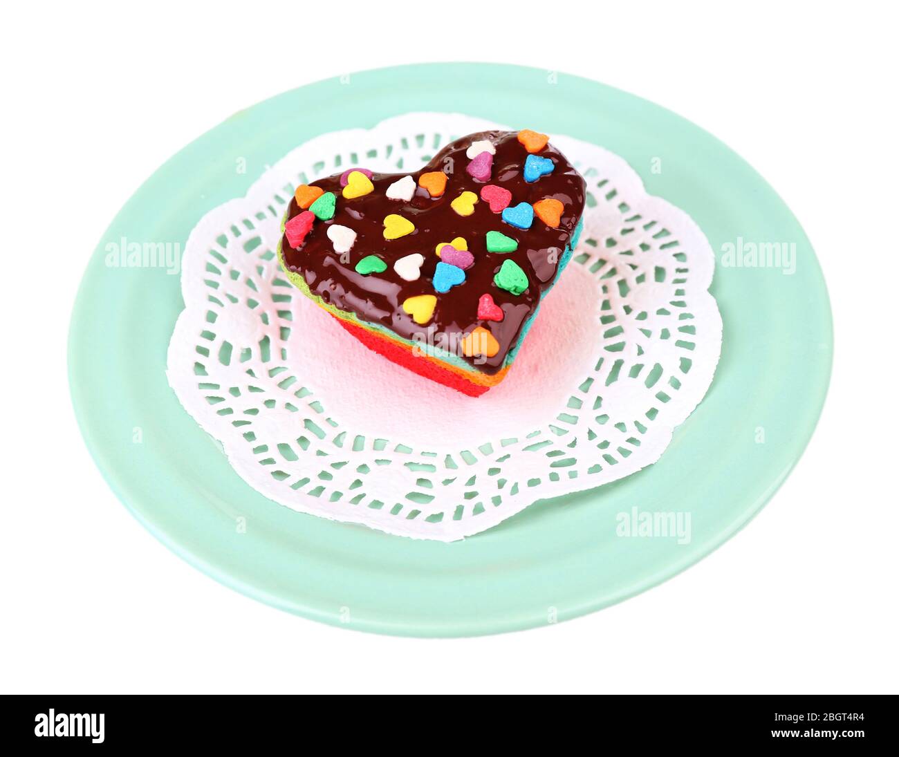 Delicious rainbow mini cake isolated on white Stock Photo