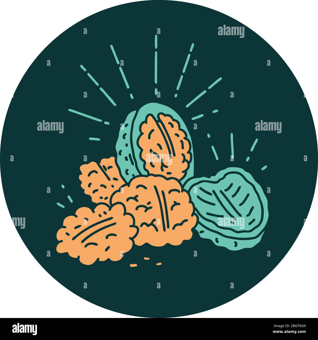 icon of a tattoo style walnuts with shell Stock Vector Image & Art - Alamy