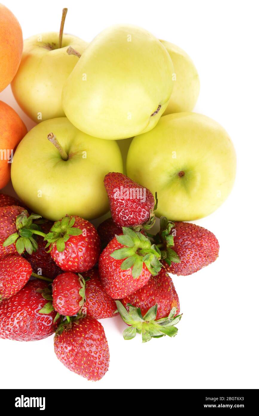 Ripe fruits and berries isolated on white Stock Photo - Alamy