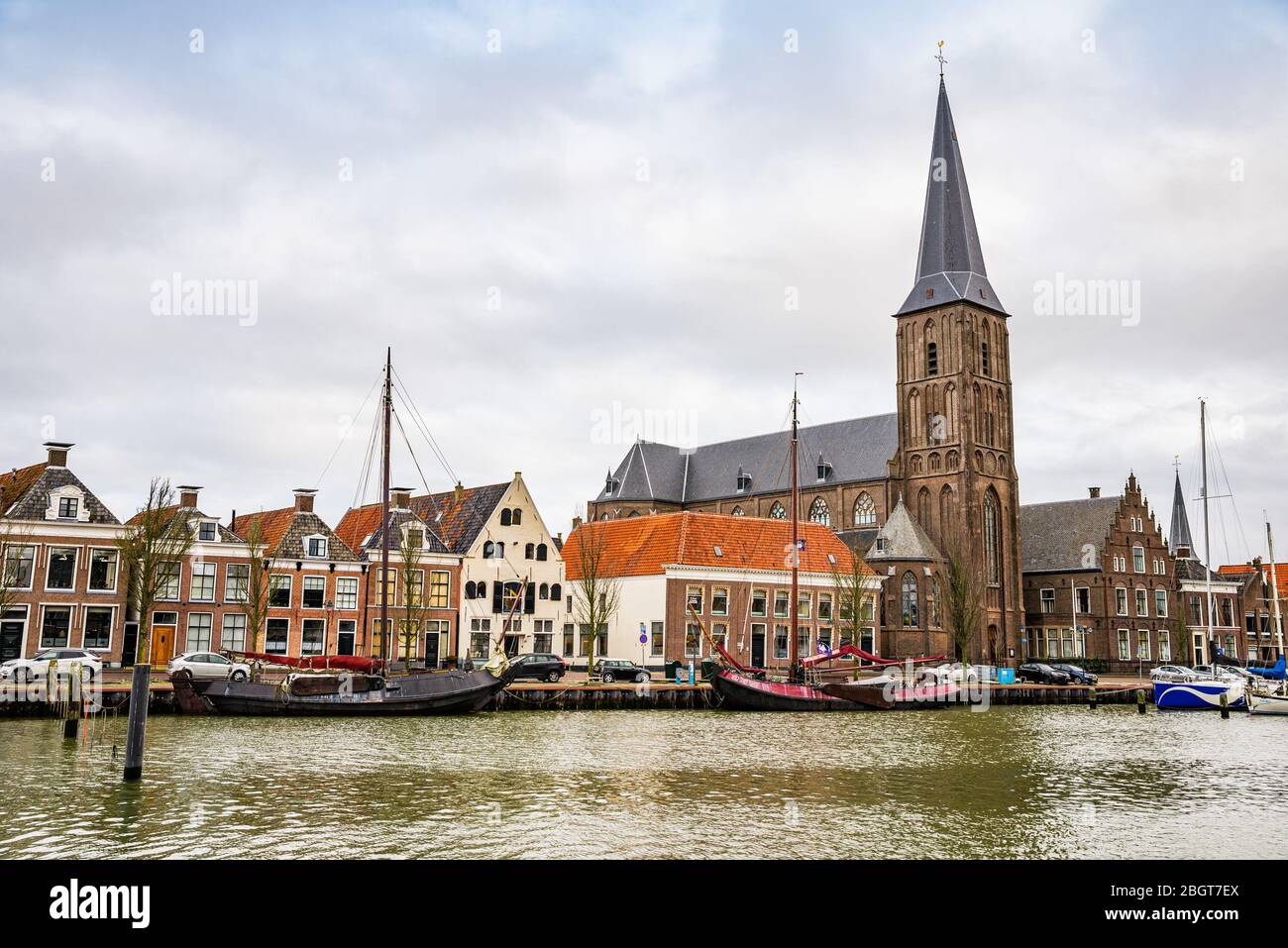 January 10, 2020. H. Aartsengel Michael kerk - Church by the water canal in winter Stock Photo