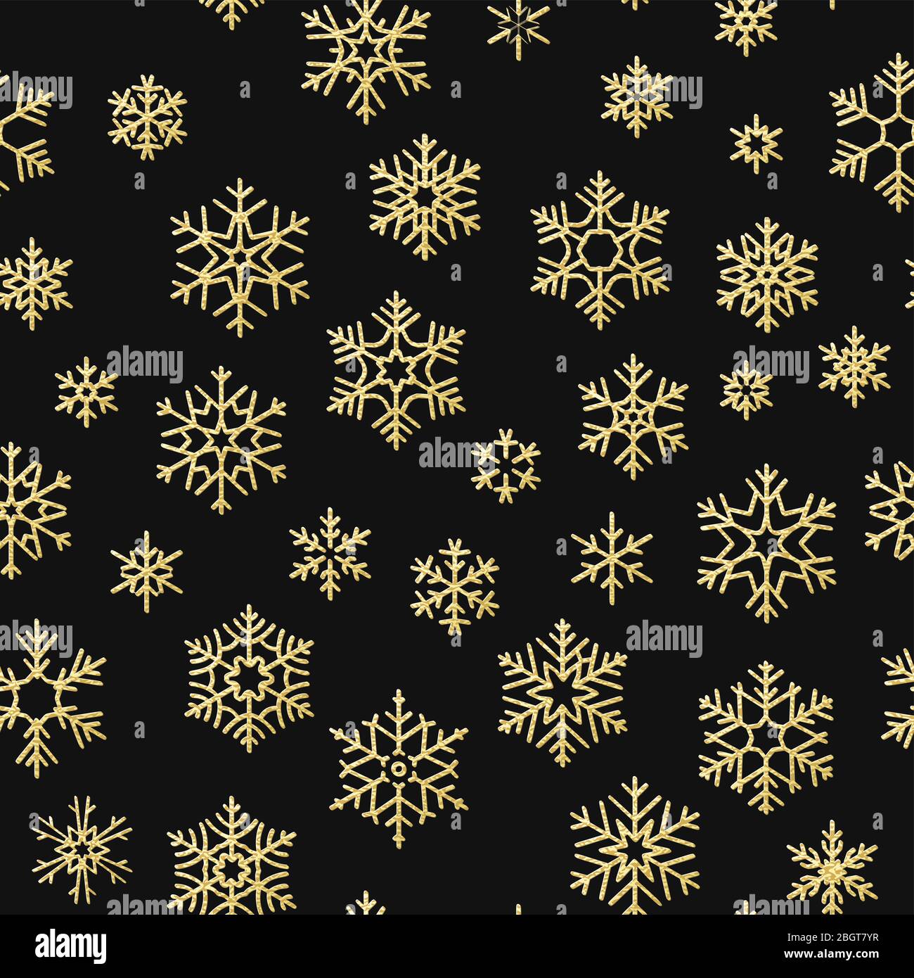 Seamless holiday texture, Christmas pattern with gold snowflakes decoration for textiles, brochure, card. EPS 10 Stock Vector