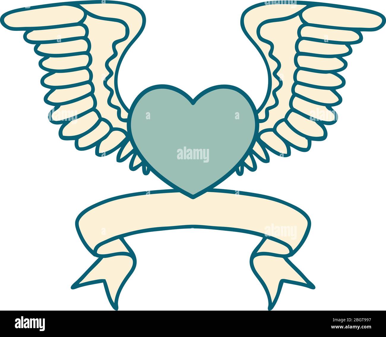 Traditional Tattoo With Banner Of A Heart With Wings Stock Vector Image Art Alamy