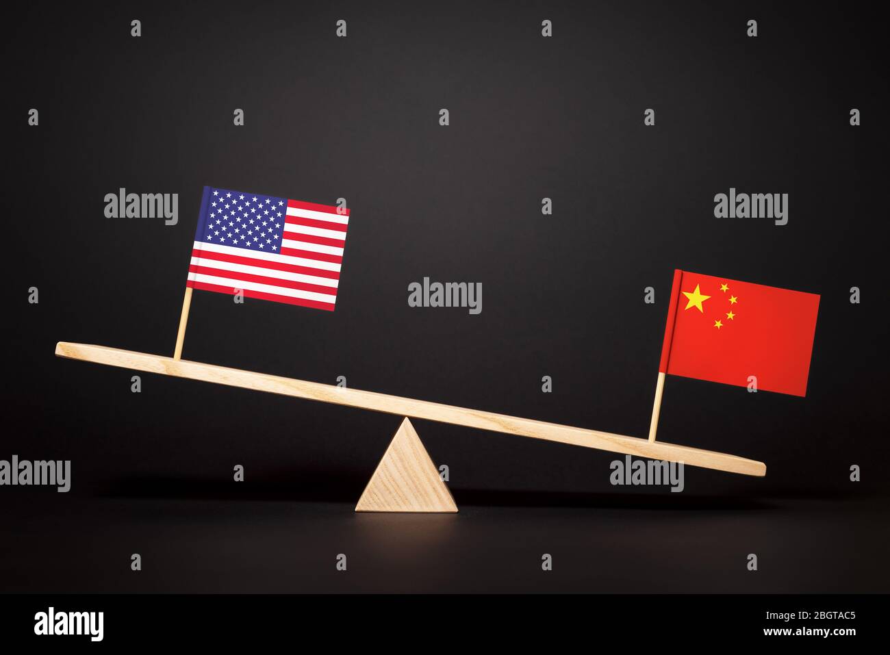 Struggle for leadership and economic influence in the world between China and the United States Stock Photo