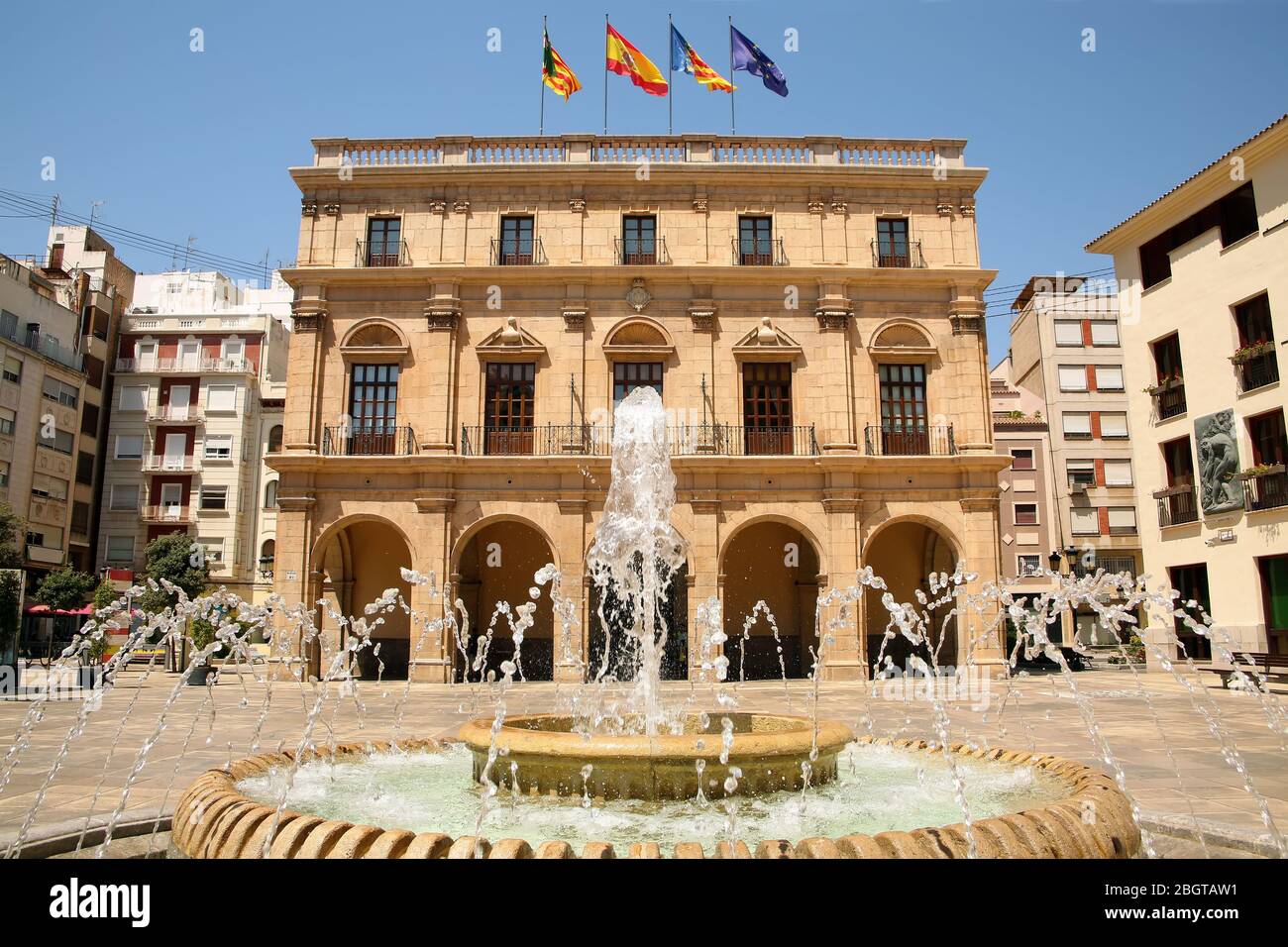 Castellón City Council or Palau Municipal located in plaza mayor, city of Castellón de la Plana, Valencia, Spain. Stock Photo