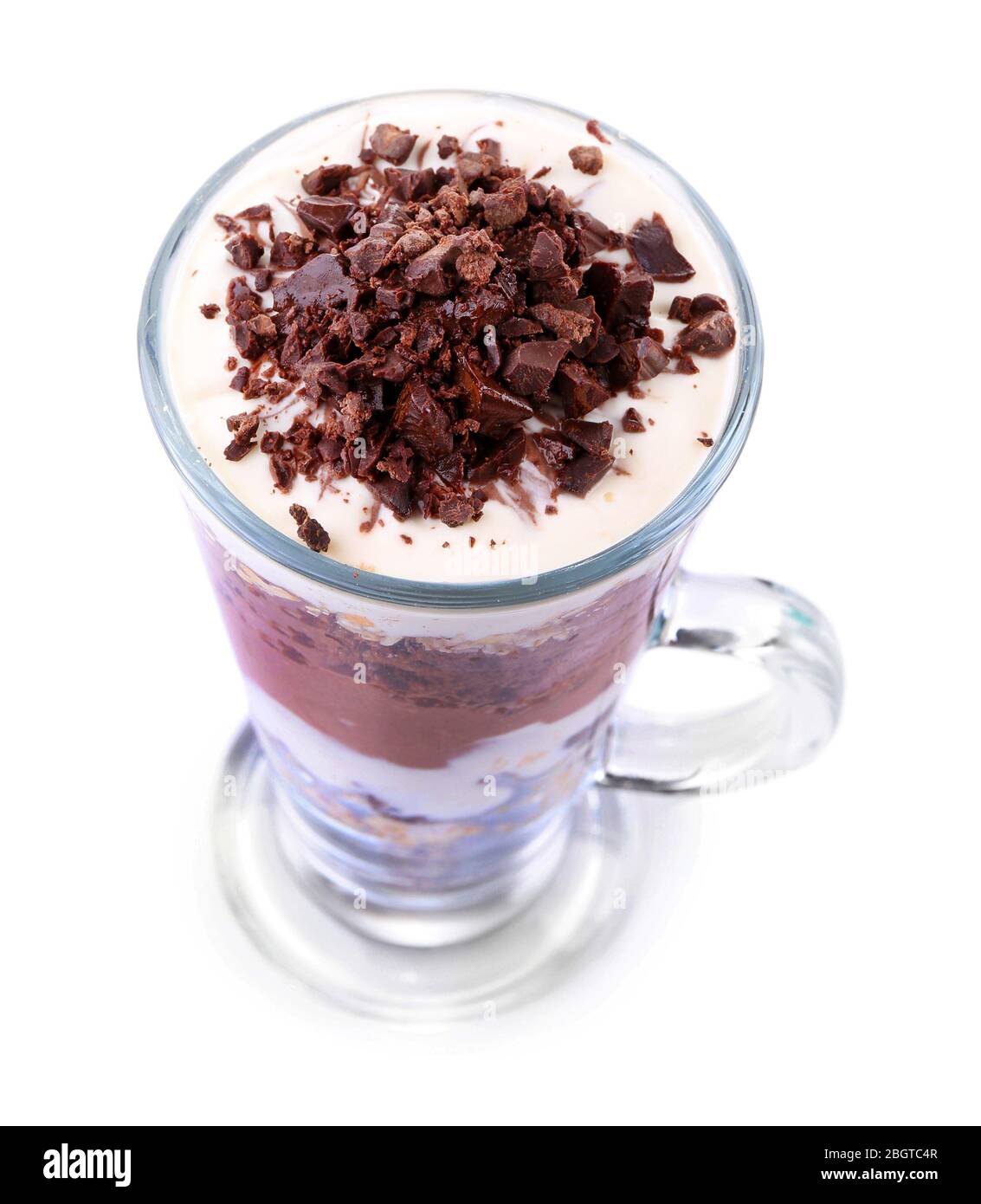 Yogurt, with chocolate cream, chopped chocolate and muesli served in ...