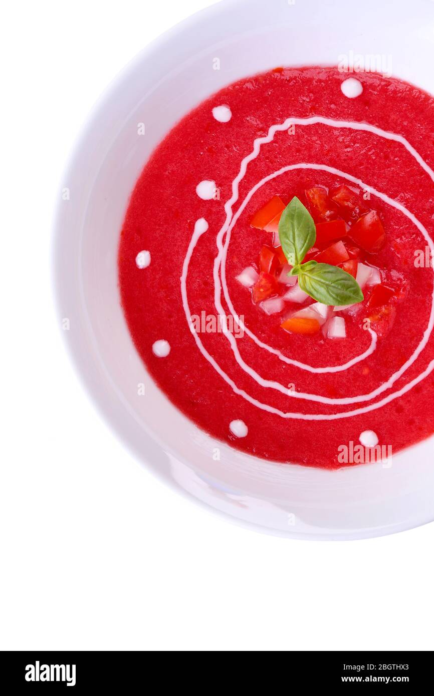 Gazpacho soup isolated on white Stock Photo Alamy