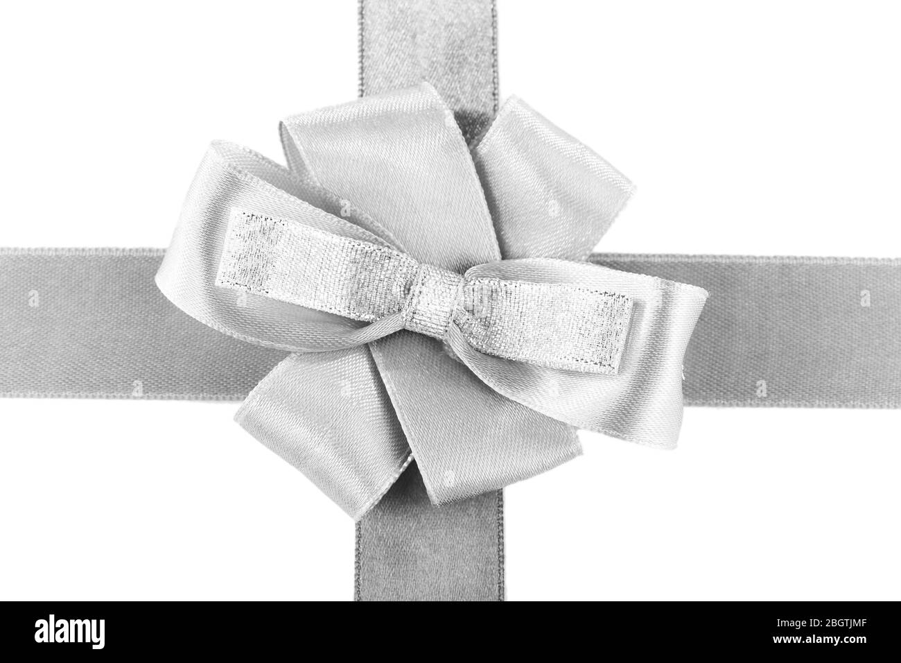 grey and silver ribbon and bow isolated on white Stock Photo Alamy