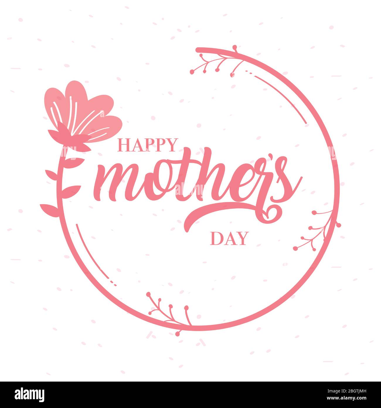 happy mothers day card with flowers circular frame Stock Vector Image ...