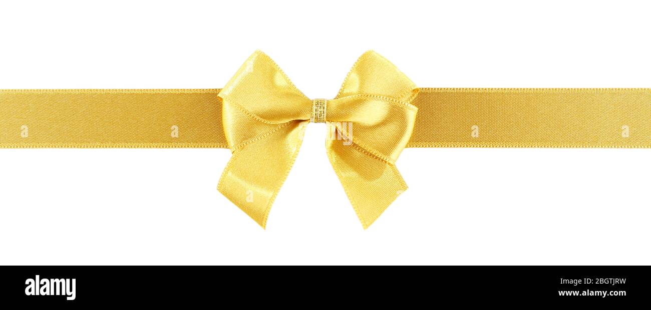 Golden ribbon and bow isolated on white Stock Photo - Alamy
